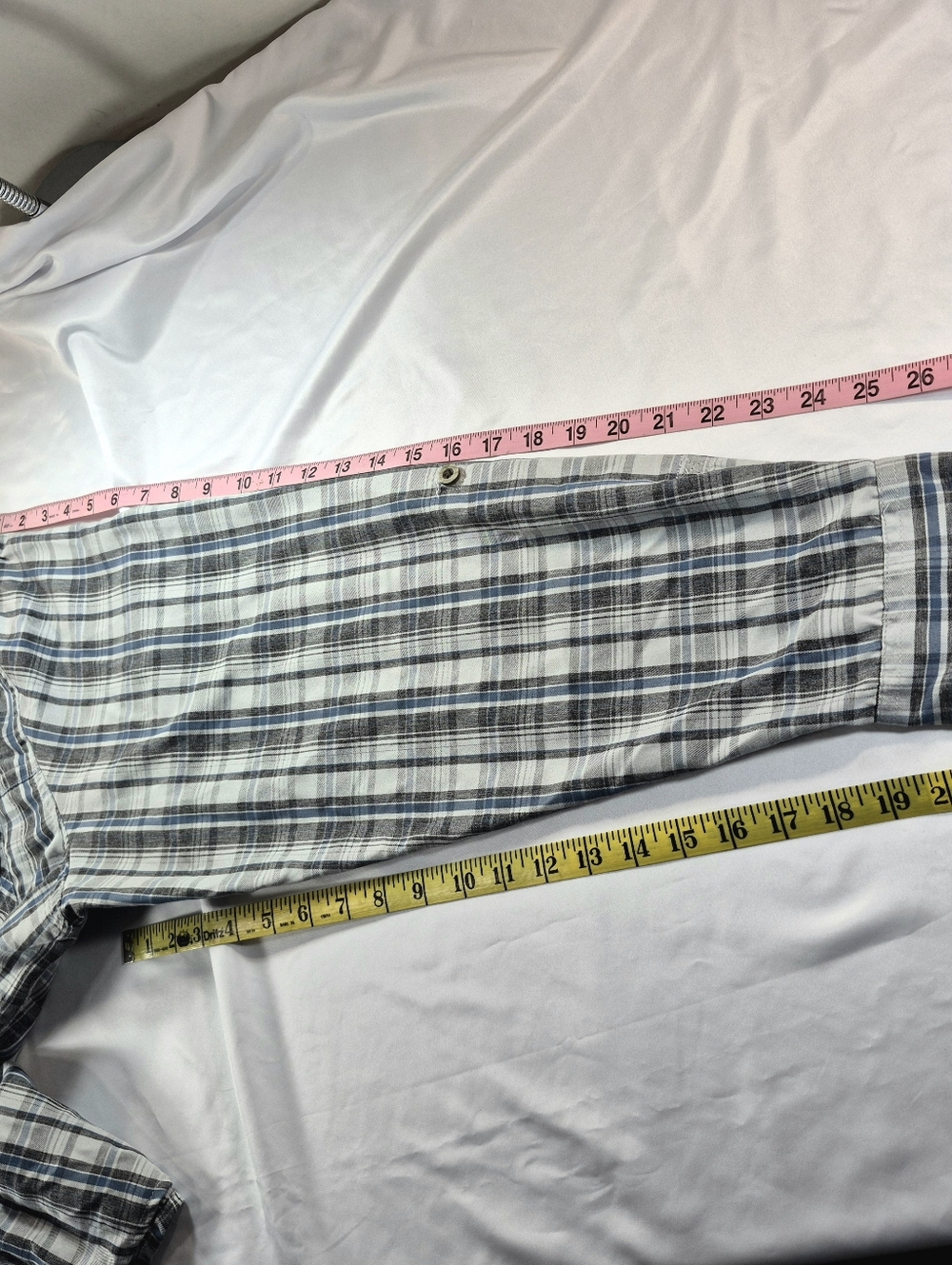 Wrangler Outdoor Series Mens XXL Blue Gray Plaid Utility Shirt Workwear Utility - Picture 8 of 10